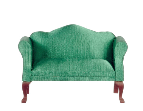 Queen Anne Loveseat- Mahogany with Green
