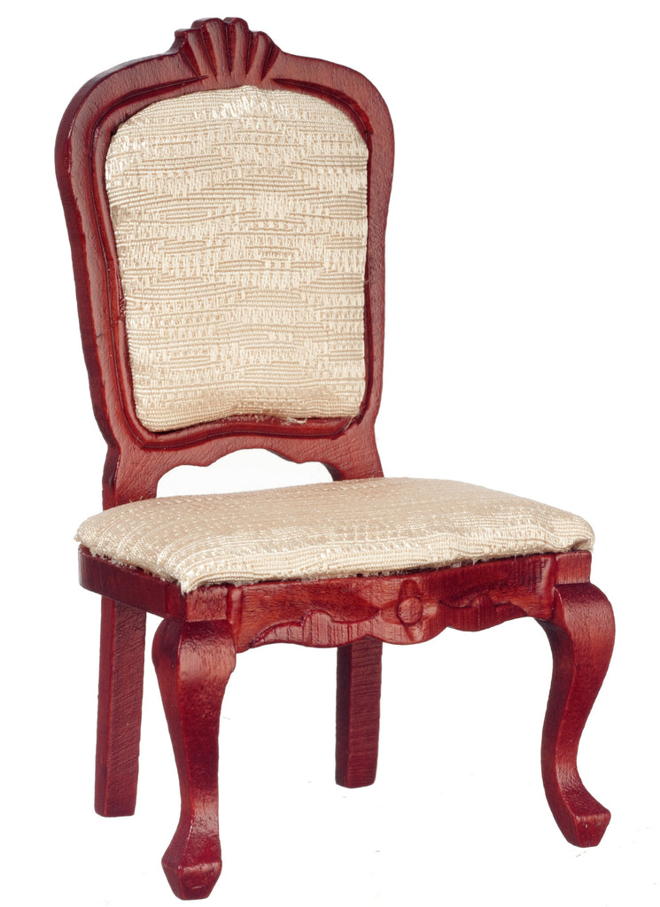 Upolstered Side Chair - Cream and Mahogany
