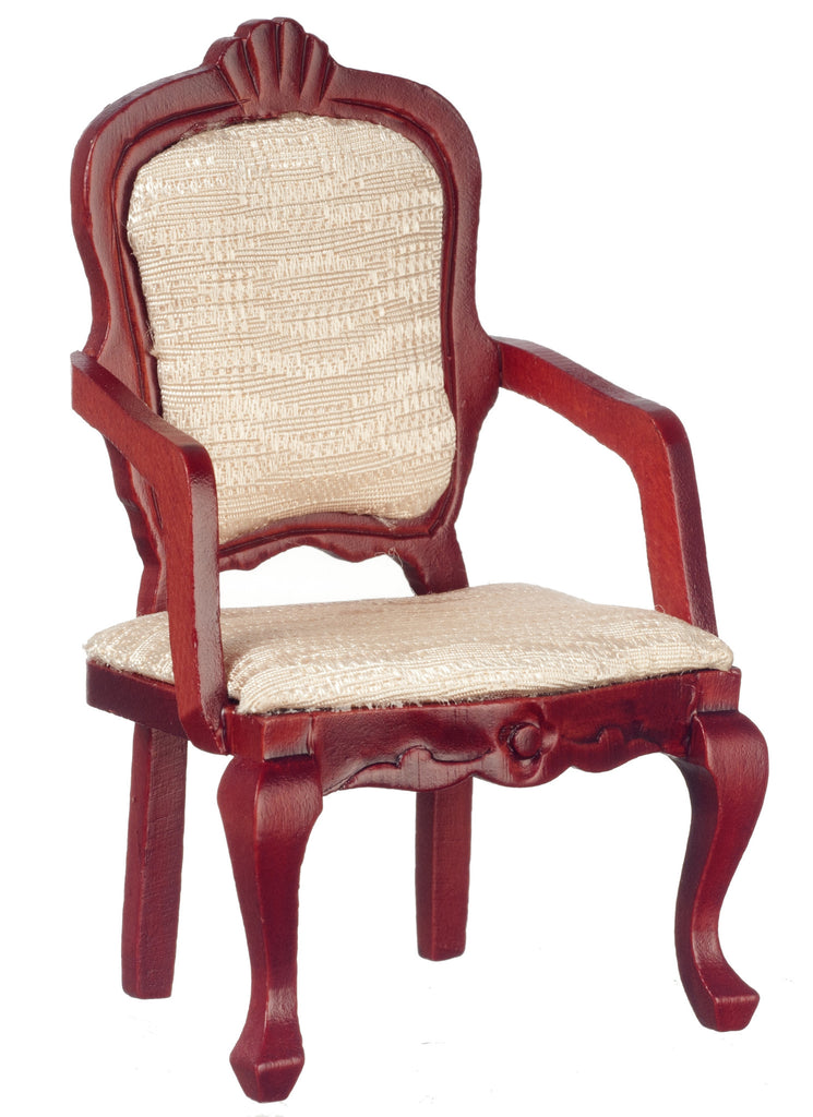 Upholstered Armchair - Mahogany with Cream