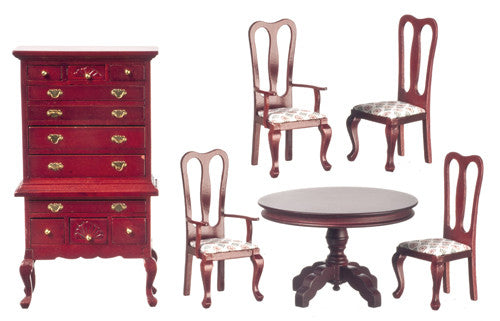 6pc Victorian Dining Room Set - Mahogany with White