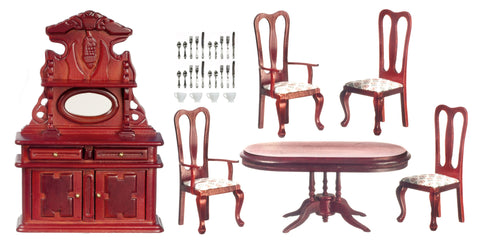 6pc Victorian Dining Room Set - Mahogany with White