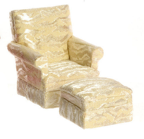 Traditional Chair with Ottoman - cream white