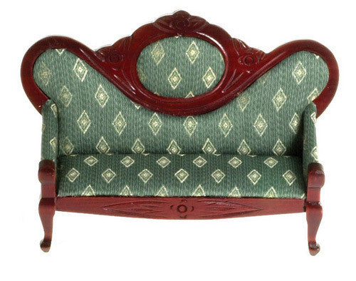 Victorian Sofa- Mahogany with Green