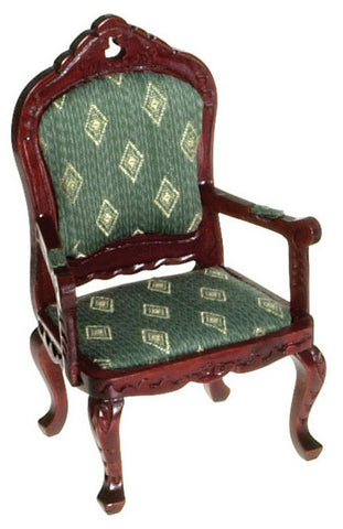 Victorian Armchair- Mahogany with Green