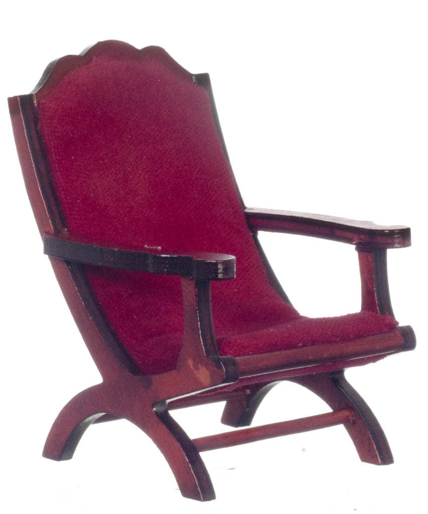 Victorian Campeachy Chair - Mahogany with red
