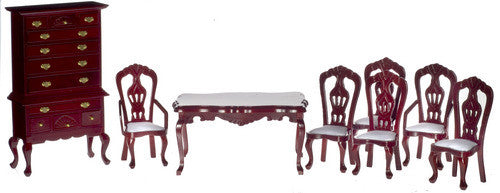 8 pc Victorian Dining Room Set - Mahogany with White