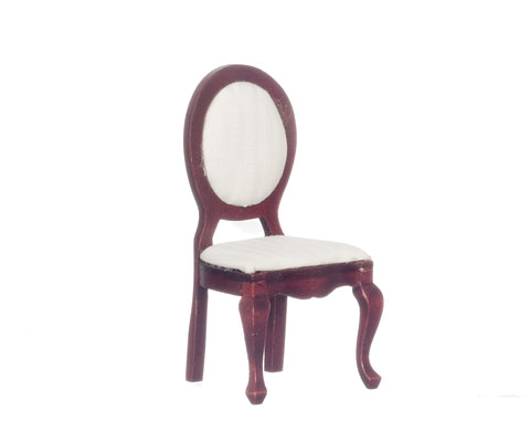 Rounded Back Side Chair - Mahogany with White