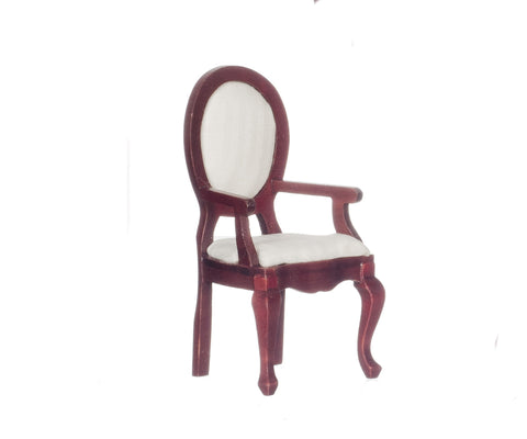 Rounded Back Armchair - Mahogany with White