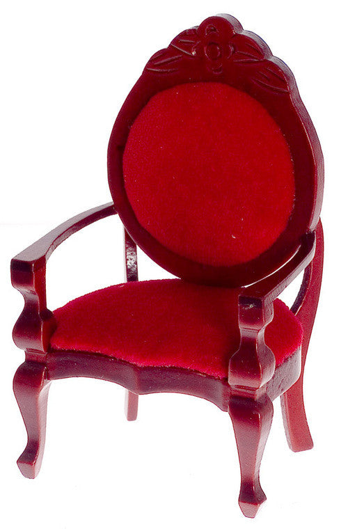 Victorian Mirrorback Armchair- Mahogany with Red