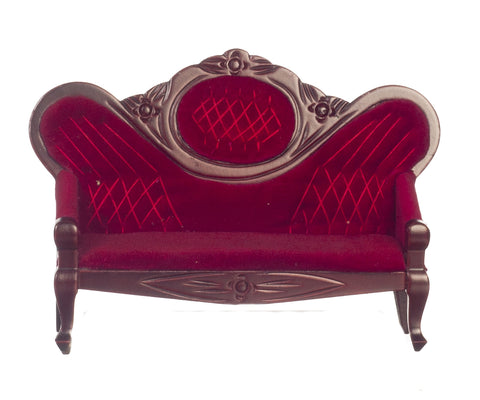 Victorian Sofa- Mahogany with red