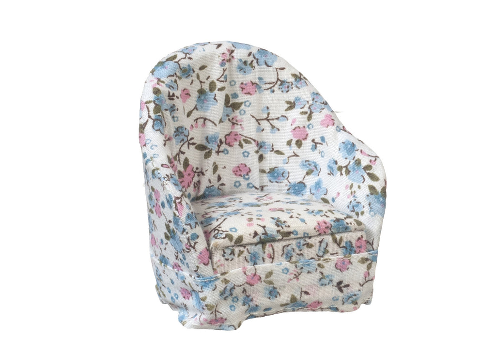 Traditional Floral Chair - Floral fabric in white, green,blue, and pink