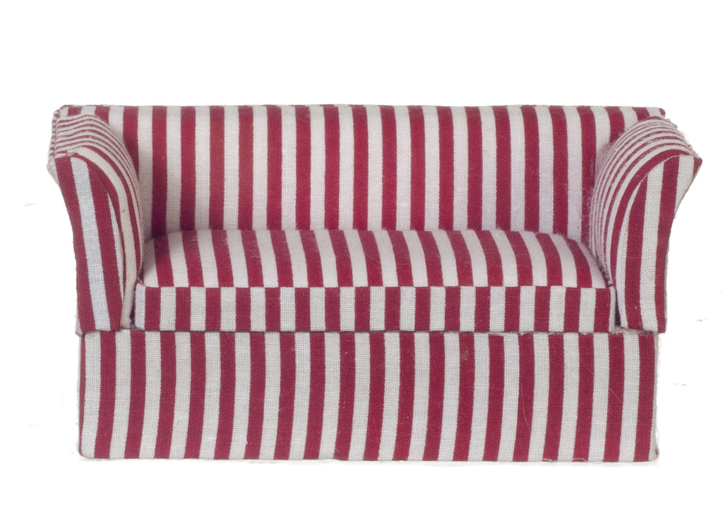 Modern Style Striped Loveseat - mahogany with Red and White Stripes
