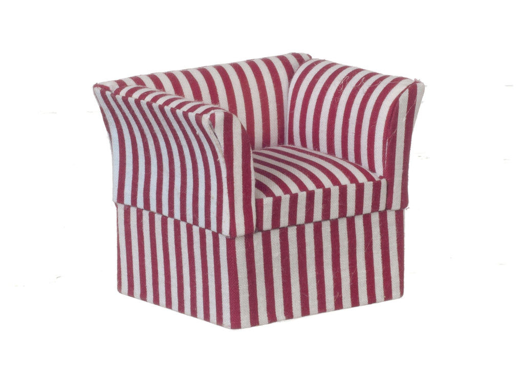 Modern Style Striped Chair - Mahogany with Red Stripes