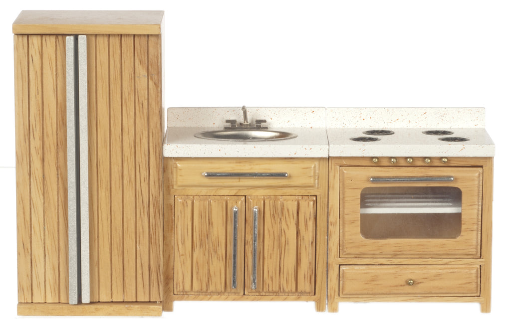 3pc Ribbed Kitchen Appliance Set - Oak