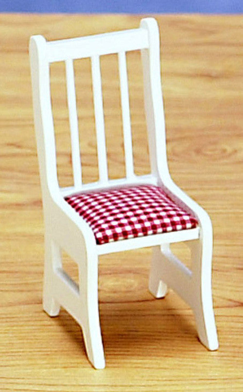Traditional Gingham Dining Chair - white with red