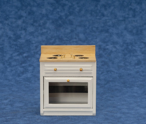 Modern Kitchen Stove - White with Wood