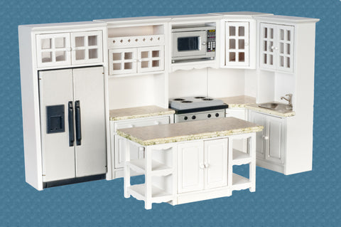 8pc Kitchen Set - White with Marble