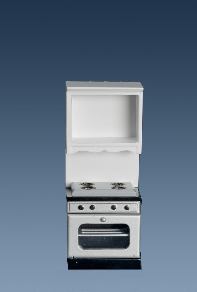 Kitchen Stove with Space for Microwave - White with Black