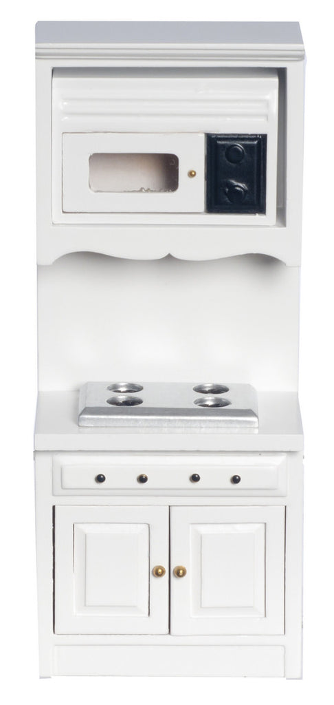 Kitchen Stove with Microwave - White