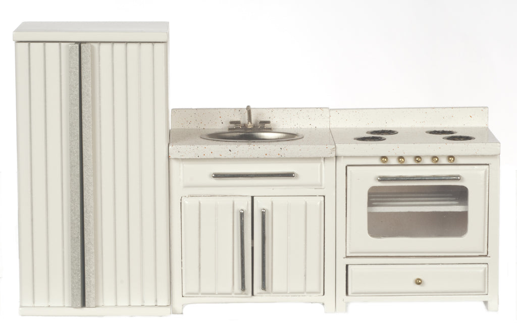 3pc Ribbed Kitchen Appliance Set - White