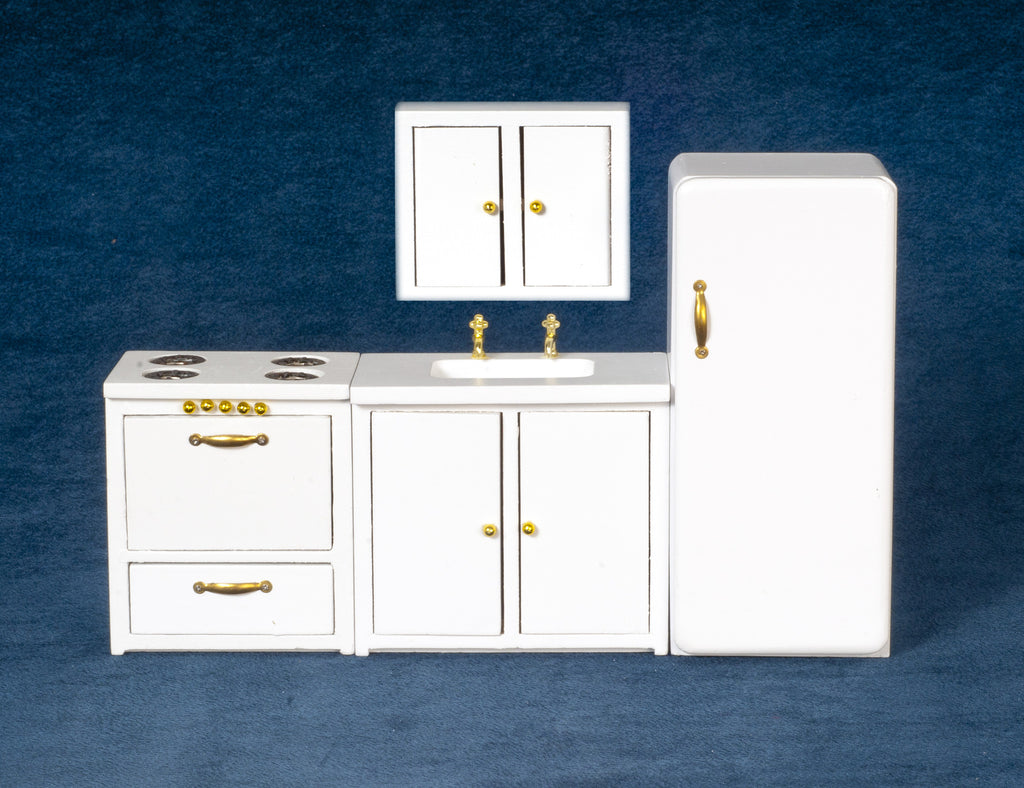 4pc Modern Kitchen Appliance Set - White with Gold