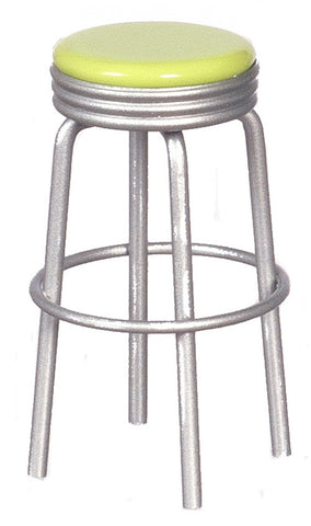 1950's Style Kitchen Stool - Silver with Lime Green