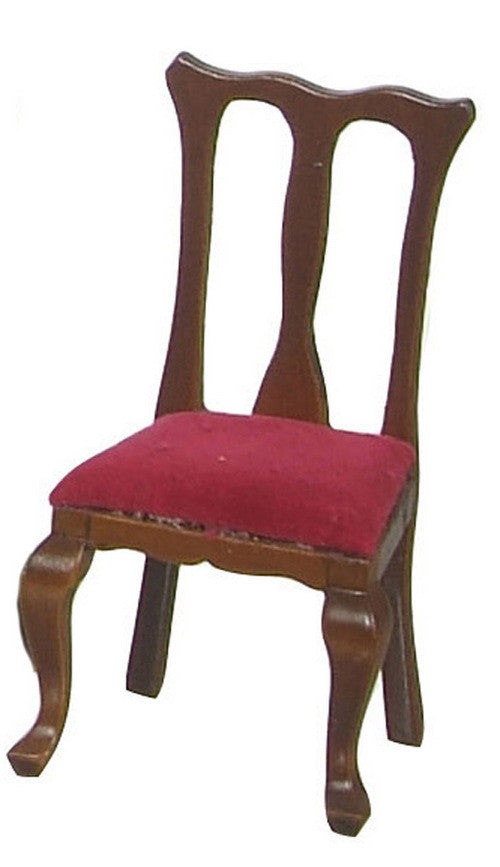 Queen Ann Side Chair - Walnut with Red