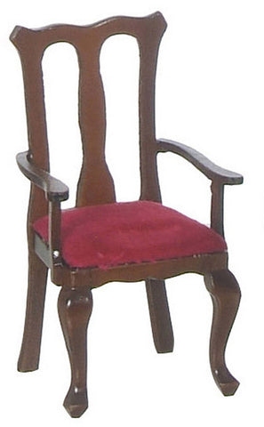 Queen Ann Armchair - Walnut with Red