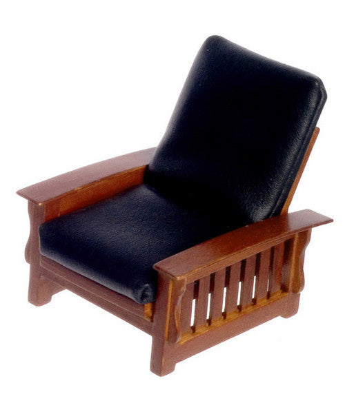 Modern Leather Chair - Walnut with Black