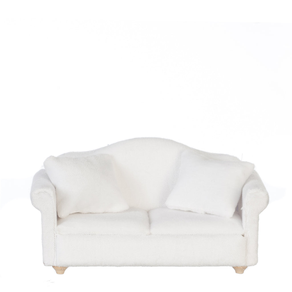 Traditional White Sofa - Walnut