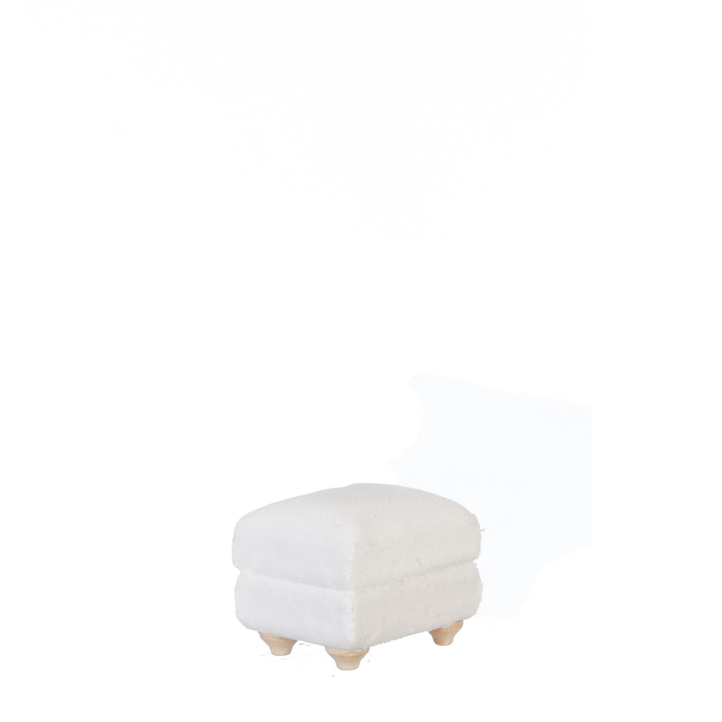 Traditional White Ottoman - Walnut