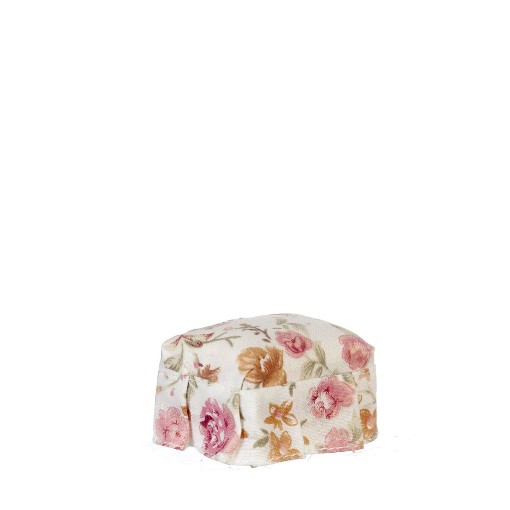 Traditional Floral Ottoman - tan, pink, magenta, green, and white