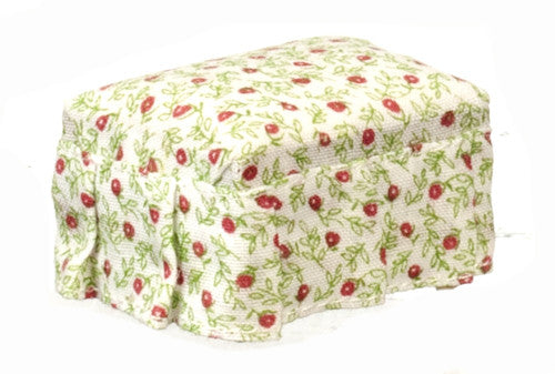 Traditional Floral Ottoman - white, green, and red