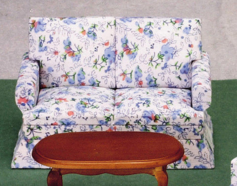 Traditional Floral Loveseat - Walnut with Floral