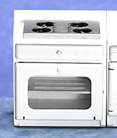 Modern Kitchen Stove - white with silver top