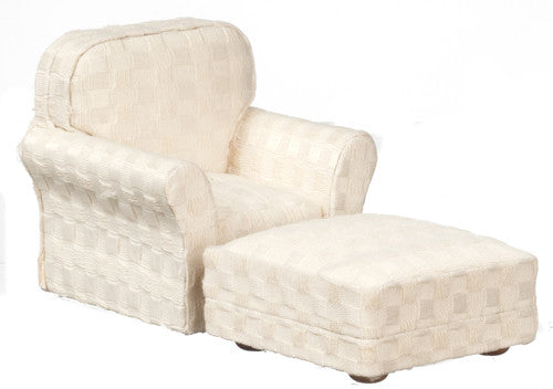 Modern Chair with Ottoman - Beige