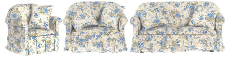 3pc Traditional Floral Living Room Set - Floral