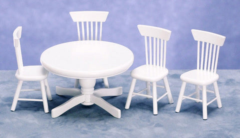 5pc Traditional Round Dining Set - White