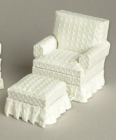 Armchair with Ottoman - White