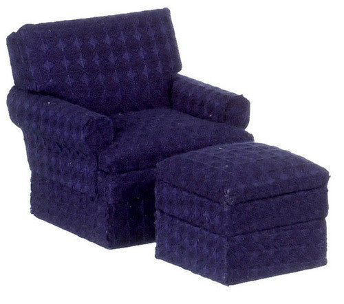 Traditional Club Chair and Ottoman - Blue