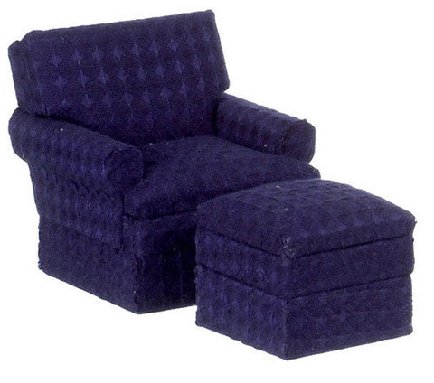 Traditional Chair and Ottoman - Navy