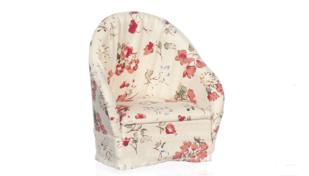 Traditional Floral Chair - peach, pink, white, green and light blue
